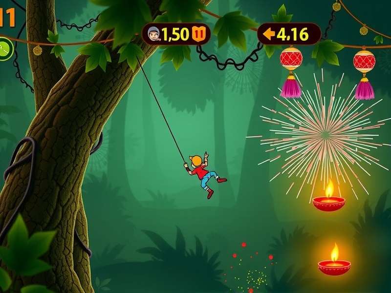 Zip Jungle Quest Diwali event with fireworks